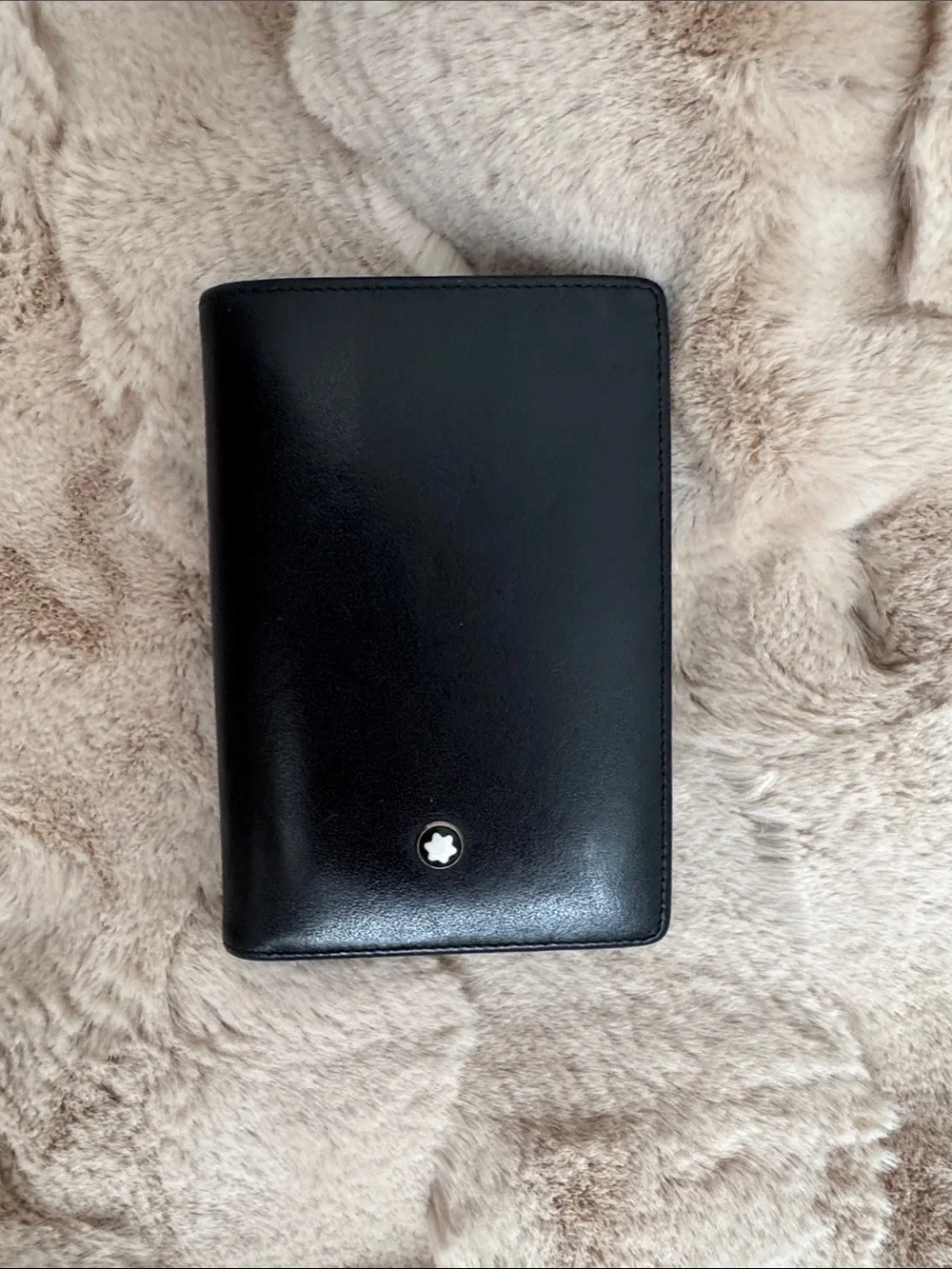 Mont Blanc Black Leather Card Wallet with Signature Emblem